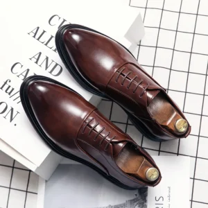 Brand Classic Derby Shoes Leather Man Business Dress Office Leather Shoes Flats Men Fashion Wedding Party Suit Club Shoe Vintage