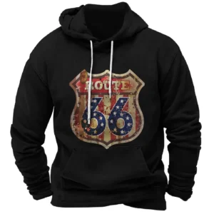 Vintage Pullovers Hoodie Route 66 Hoodies Men Fashion Sweatshirts Sweats Men's Clothing Tracksuits Fleece hoodies