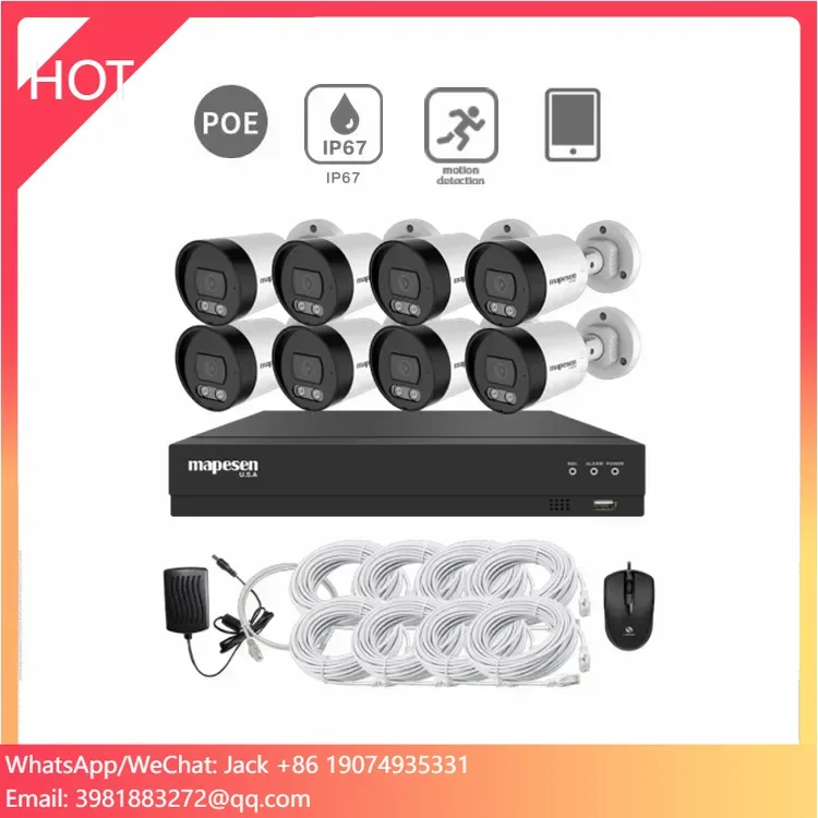 Home Office Outdoor Video Poe Surveillance Nvr Kit Hd Voice Recording Alarm Security Ip Cctv Camera System