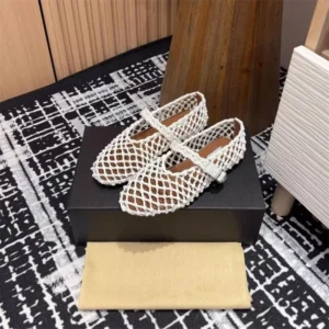 2025 Spring New Women's Mary Jane Shoes Round Toe Flat Braided Hollow Buckle Daily Casual Fashion Shallow Lady Single Shoes