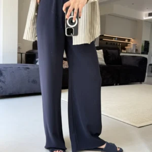 Spring and Summer New Draped Acetate High Waist Straight Slimming Casual Wide-leg Pants