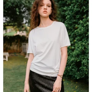 OLrain Short Bat Sleeve T-shirts for Women Summer 2025 Casual Loose Tee Shirt Ladies Crew Neck Tops Female Clothes O57XT98836