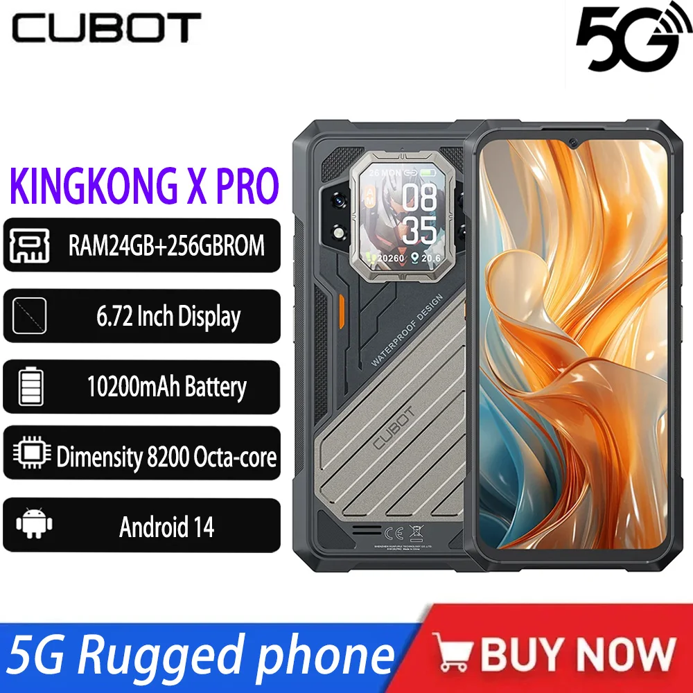 2025 NEW CUBOT KINGKONG X PRO 5G Rugged Smartphone Android Dimensity 8200 Mobile Phone 6.72 Inch 24GB+256GB 10200mAh Cellphone