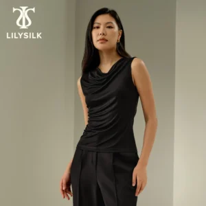 LILYSILK Women's Silk Jersey Cowl-neck Sleeveless Baisc Top