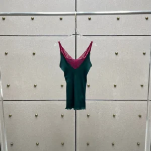 Lace lace silk tank top temperament fashion elastic Slim versatile women's knitted top 2025 summer new