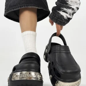 Paris hole shoes for men, summer thick-soled height-increasing niche rivet punk-style cool sandals, platform big-headed Birkenst