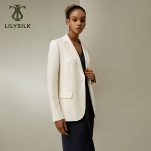 LILYSILK Women's Heavy Silk Crepe Sleek Blazer Ladies Classic Coat with flattering Fit and Half-lined for Office Formal Business
