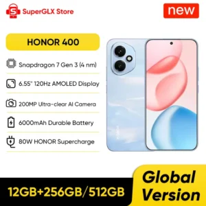 Original New Global Version HONOR 400 5G Smartphone Snapdragon 7 Gen 3 6.55" 120Hz AMOLED Display 200MP 6000mAh 80W SuperCharge