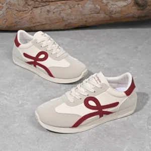 2025 new women's sports shoes casual lace up women's fashionable vulcanized shoes versatile flat shoes