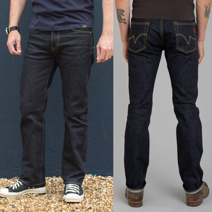 IRON HEART Heavy primary color unstripped 14oz Aramco Kaki Jeans