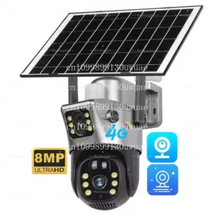 Solar 4K 4G Sim 8MP Dual Lens Wireless Security Camera PIR Motion Detection Outdoor Security Camera