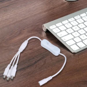 5.5x2.1mm DC5521 Y Splitter Power Cable Female to 3 Male Power Extension with Switcher for Camera CCTV and LED Lights 37CM