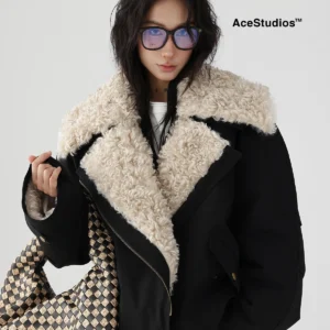 Double-Sided Wear American Retro Lamb Fur Collar Cotton Jaet Women's Sle Commute Regular Fit Zipper Closure Winter Coat