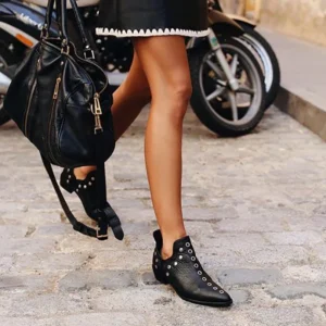 2024 Best-selling Hot New Women's Boots Autumn Pointed Head Rivets Personality Ankle Boots Women Sneakers Women