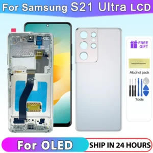 AMOLED S21 Ultra Screen with Frame for Samsung Galaxy S21 Ultra 5G G998B G998B/DS Lcd Display Touch Screen Digitizer Assembly