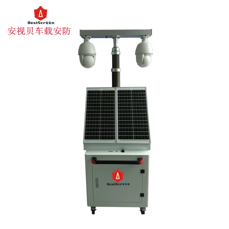 Outdoor Construction Site Mobile Sentry Security Trailer Solar Battery Power CCTV Camera Tower
