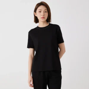 K3030W Ladies High Quality Pima Cotton Short Sleeved T-Shirts Comfortable Breathable Casual Top in Soft Fabric