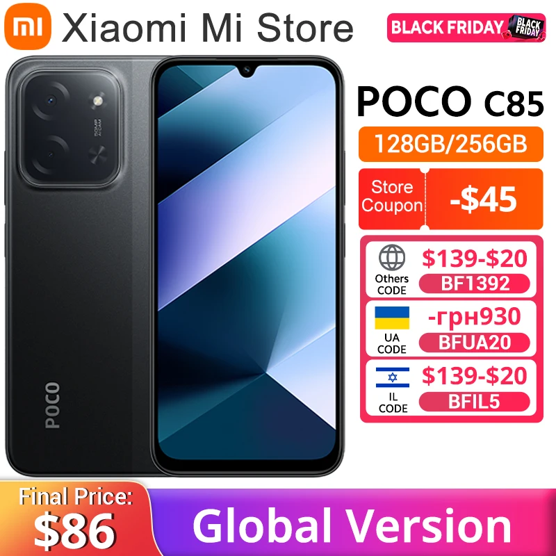 POCO C85 Global Version Smartphone 128/256GB Helio G81-Ultra 6000mAh battery 6.9" display 50MP Camera 33W NFC