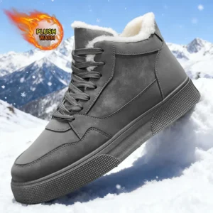 Autumn & Winter Men's Snow Boots - Mid-Top, Fleece-Lined Thickened, Versatile for Hiking, Motorcycle & Commuting