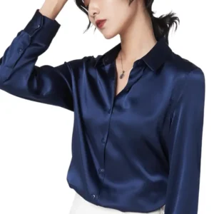 Elegant Satin Long Sleeve Blouses Women 2025 Vintage Burgundy white Silk Shirt Women Casual Loose Button Up Female Shirts Tops