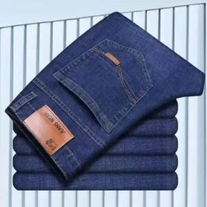 Fashion European American Style Stretch Men Jeans Luxury Men's Denim Pants Slim Straight Deep Blue Gentleman Size 28-38 Slacks