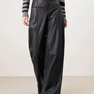 2025 Fashion Mopping Long Pants For Women Genuine Leather Sheepskin Classic Female Straight Pipeline Suit Taller Trousers Mujer