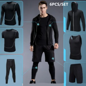 New All-Season Men's Sportswear Set/Suit Simple Line Design Zipper Short Tracksuit Running Cycling Fitness & Hiking Gym Jogging