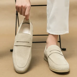 Designer Retro Suede Leather Men Shoes Slip On Loafers Penny Dress Shoes Man Social Shoe Male Daily Party Wedding Shoes for Man