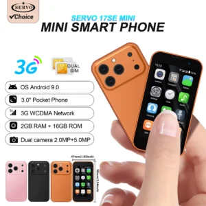 NEW SERVO 17SE Mini Smartphone 3G WCDMA Android 9.0 Dual SIM Standby 2GB+16GB Wifi GPS Play Store Pocket Smart Phone 3.0 Display