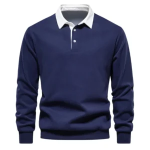New Autumn Fashion Design Polo Neck Sweatshirts for Men Casual and Social Wear Quality Cotton Mens Sweatshirts