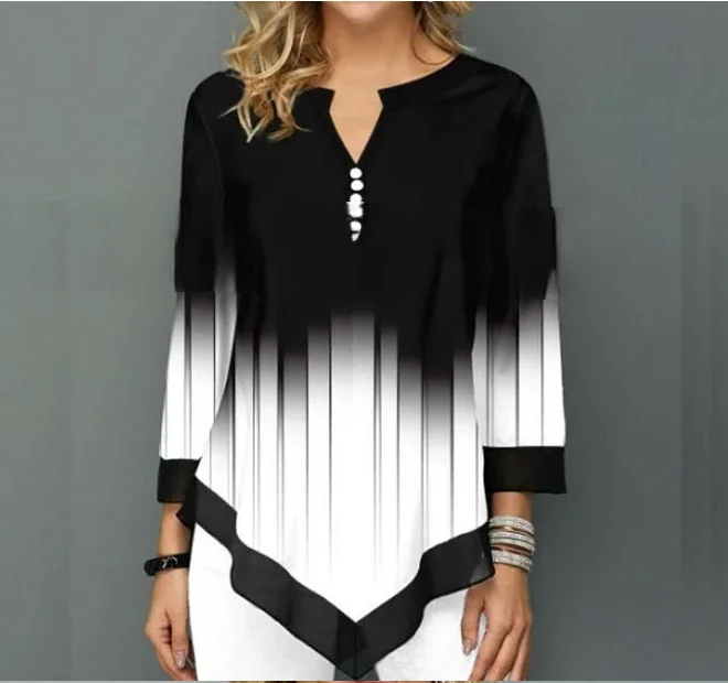 Shirt Women Spring Summer Blouse 3/4 Sleeve Casual Printing Female fashion shirt Tees Tops Plus Size 5XL StreetShirt