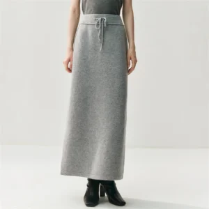 CHICUU Autumn Winter Women Cashmere Long Skirt Straight Ankle Length Skirts 100% Cashmere Knit Skirt Autumn Winter Skirts