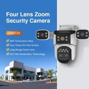 12MP PTZ WiFi CCTV Camera with Night Vision Motion Detection IP66 H.265 75-355 Viewing Angle for Home/Office Security