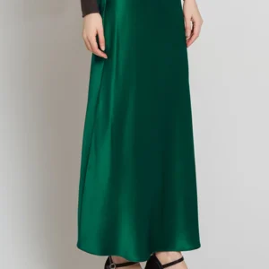 BirdTree, 22MM 100%Real Silk Elegant Skirt, Women Elastic Waist Satin, High Quality Fashion Skirt, 2024 Summer Fall B47024QM