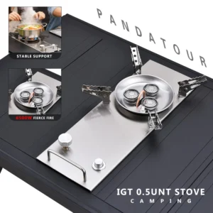 Pandatour Camping IGT 0.5UNT Table Gas Stove Windproof Stainless Steel Folding 6500W High Power Stove Adjustable Burner Cooker