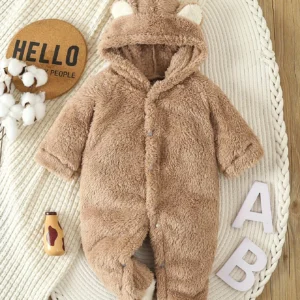 Newborn Baby Rompers Spring Autumn Warm Fleece Baby Boys Costume Baby Girls Clothing Animal Baby Pajamas Hooded Jumpsuits 0-1Y