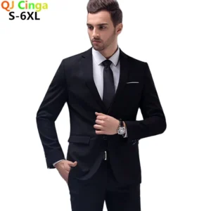 Men Black Formal Suit Two-Piece, Wedding Party Slim Tuxedo Blue Red Men's Suits M-6XL Terno Masculino