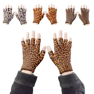Women Leopard Gloves Fashion Elastic Five Fingers Gloves Men's Outdoor Gloves Fingerless Party Gloves Touch Screen Guantes
