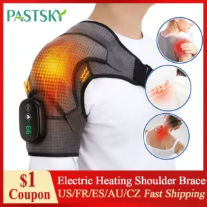 Electric Heating Shoulder Brace LED Display Vibration Shoulder Massage Support Belt Strap For Joint Brace Care Muscle Relaxation
