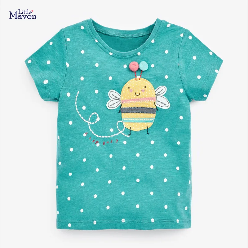 Little maven 2025 Cotton T-shirt Short Sleeves Summer Clothes with Little Bees Lovely for Baby Girls Kids 2 to 7 year
