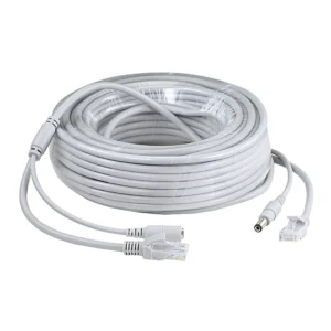 IP Camera Cable 5M/10M/15M/20M/30M Ethernet Cable CAT5/CAT-5e RJ45 + DC Power Gray Cables for Network Camera NVR CCTV System