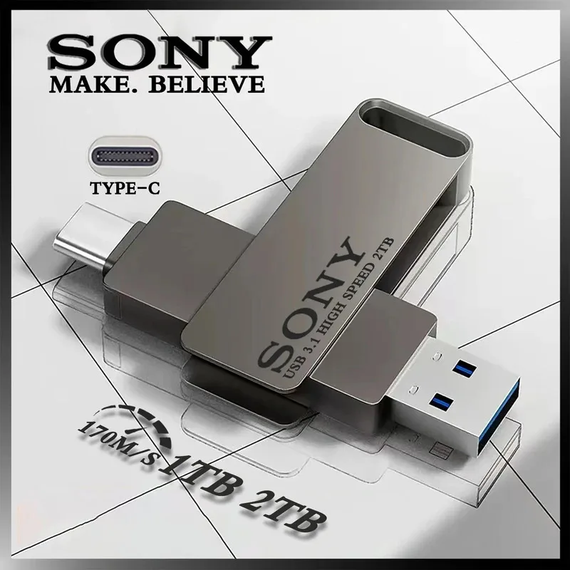 2TB SONY USB PenDrive High Speed Type C Flash Drive 1TB Metal Pendrive 512GB 256GB Portable Memoria USB Stick For Xiaomi Phone