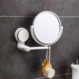 Wall Mirror Folding Arm Extend Bathroom Mirror Without Drill With Magnification Suction Arm Double Side Cosmetic Makeup Mirror
