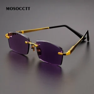 Natural Crystal Stone Purple Reading Glasses Woman Rimless Mineral Readers Eyeglasses Vintage Moisturizing Eyes +1.0 +3.0 +4.0