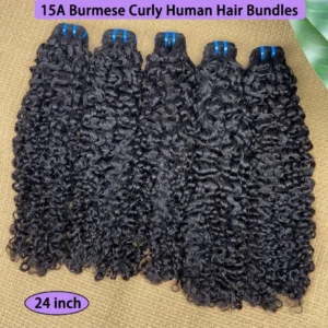18A Burmese Curly Hair Bundles Natural Color #1B Double Weft Vietnamese 100% Raw Virgin Human Hair Bouncy Curly Weave Extensions