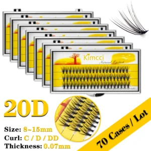 Kimcci 20D Wholesale 70 Cases / lot Mink Eyelashes Extension Natural 3D Volume Fake Lashes Individual Cluster Makeup Tools Cilia