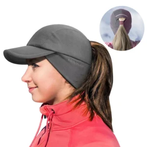 GADIEMKENSD Women's Winter Reflective Fleece Ponytail Hat with Drop Down Ear Warmer Hat Baseball Cap Golf Sports cap M24