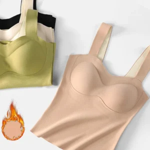 Autumn Winter Woman Thermal Underwear Lady Camisole Warm Top Vest Undershirt Female Lingerie Soft High Elastic With Bra Padded