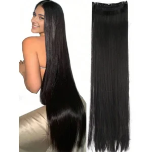 Long Straight 5 Clips Hair Extension 32 Inch Clip In Extensions Hairpieces For Women Synthetic Natural Straight Clip Hair Piece