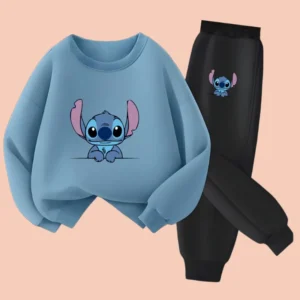 2025 Fall New Style Children's Casual Sweatshirt Sets Kids Sweatpant Set Stitch Printed Boys Pullover and Trousers 2pcs Suit